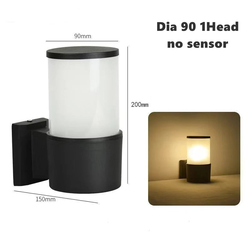 Außenwandleuchte mit Sensor aus Glas und Aluminium, wasserdicht