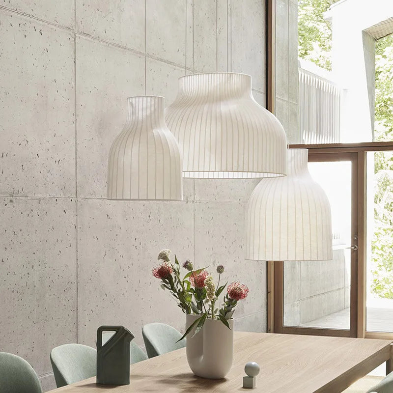 suspension LED Minimaliste Wabi Sabi tissu style soie
