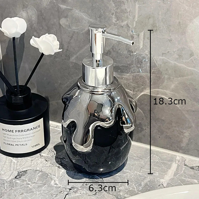distributeur de savon en céramique dorée pour salle de bain - vue 10 sur 10