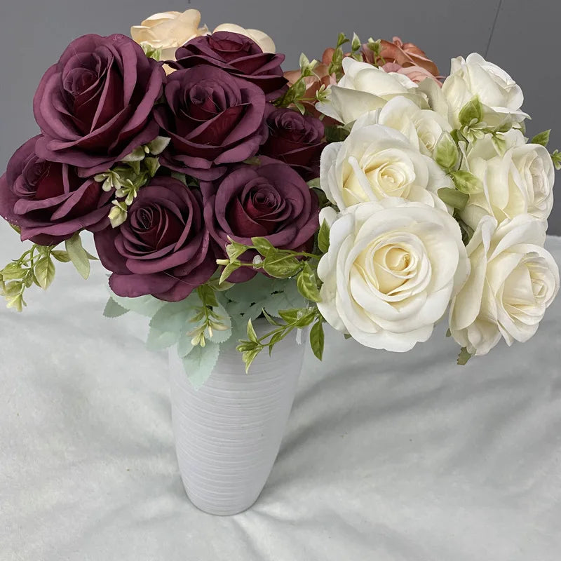 bouquet de roses artificielles en soie décoration florale élégante