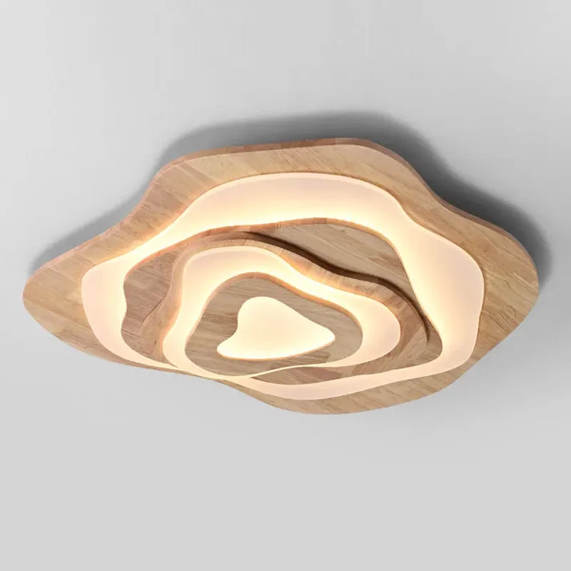 plafonnier led en bois design nordique avec télécommande - vue 4 sur 12