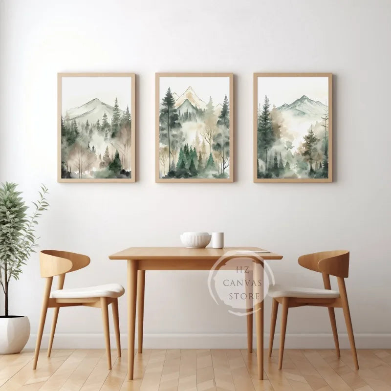 affiches de paysage de forêt en peinture pour décoration murale
