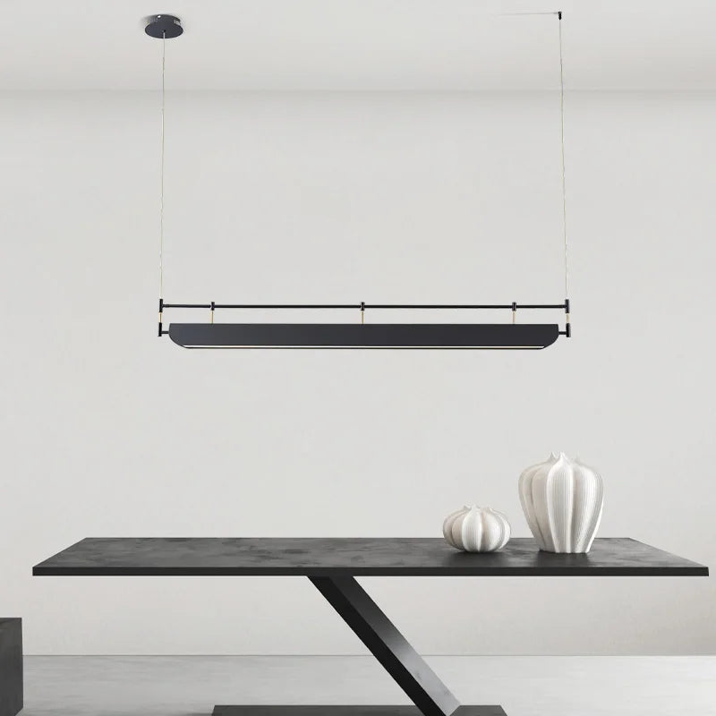 Postmoderne salle à manger LED lustre éclairage Simple noir Bar café bureau longue suspension lampe Restaurant maison déco luminaires - vue 4 sur 9