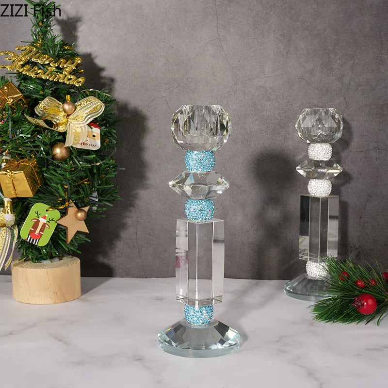 bougeoir en cristal géométrique pour décoration moderne et romantique - vue 3 sur 6