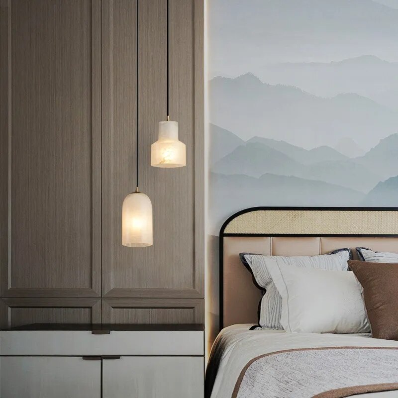 Lampe suspension marbre LED minimaliste - vue 3 sur 21