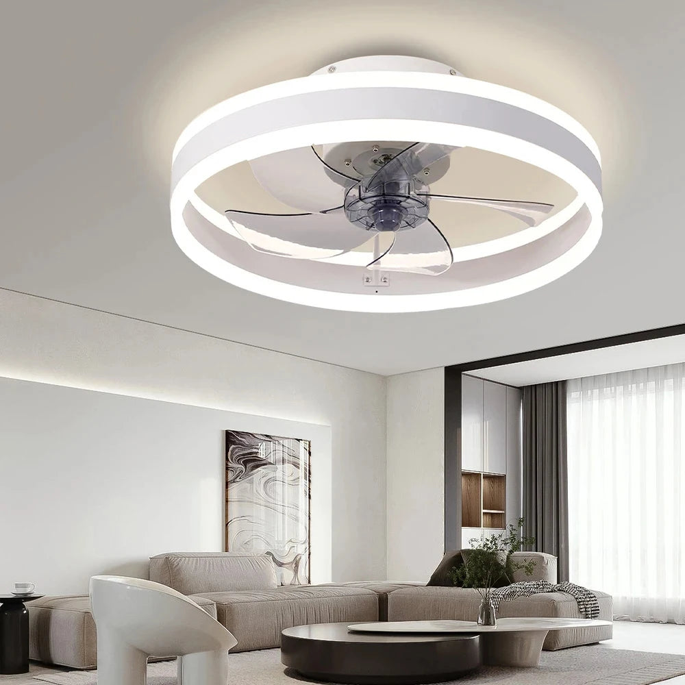 Plafond moderne à LEDs ventilateur lumières synchronisation ventilateur électrique chambre décor ventilateur lampes suspendues pour plafond moderne décoration de la maison - vue 4 sur 8