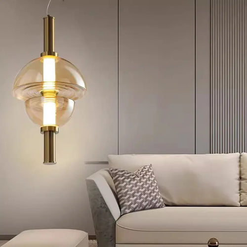 Pendelleuchte aus farbigem Glas im nordischen Design für elegantes Licht - vue 3 sur 11