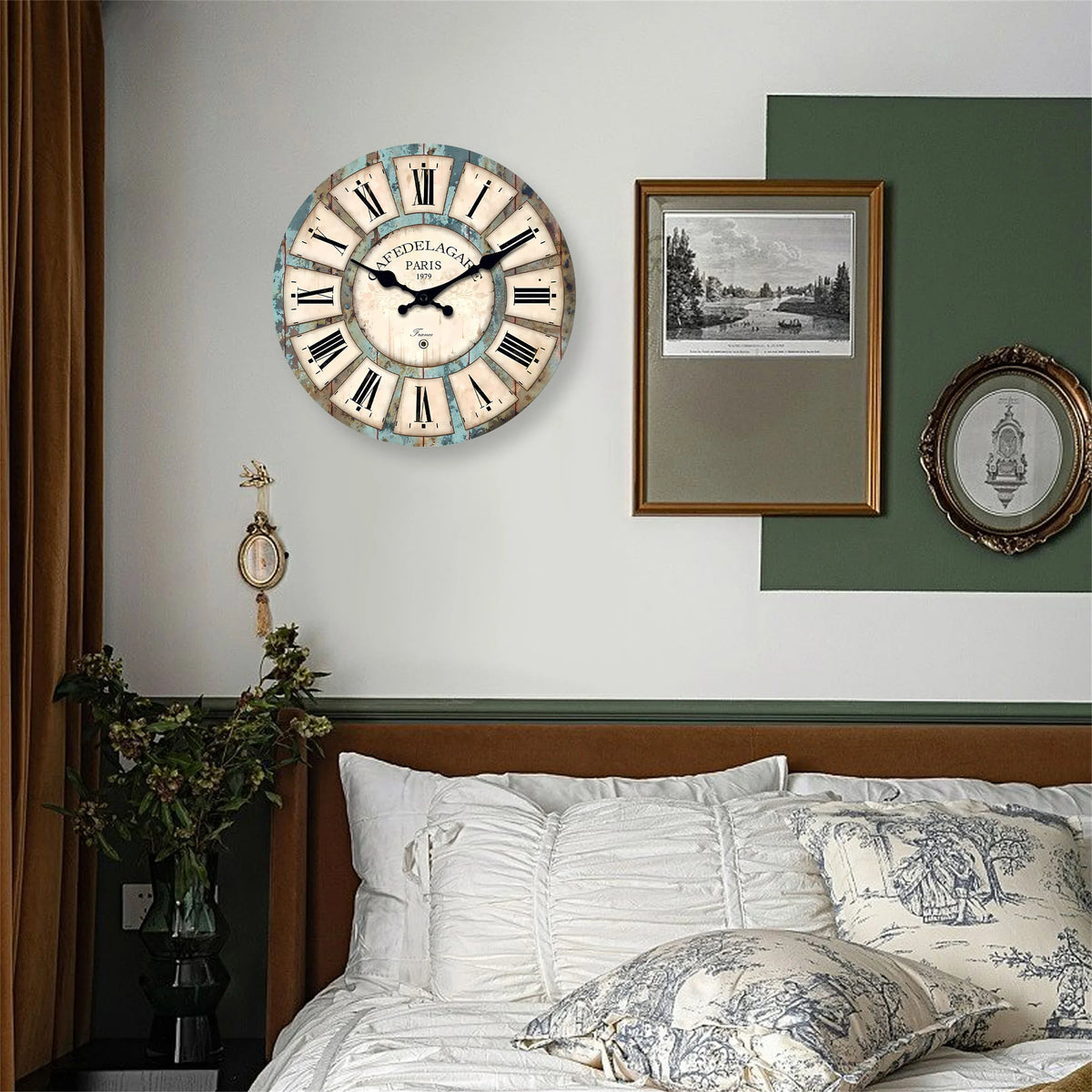 A Country Retro Style Wooden Round Wall Clock, Wooden Texture Design Wall Clock, Silent and Non-Drip, Battery Powered Decorative Clock for Home Kitchen, Living Room, Office, Bathroom, Bedroom 11.2inch Inches 15.6inch Inches (