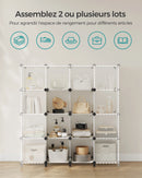 SONGMICS 6 Cube Storage Unit, Modular Plastic Cube Storage Organiser with Feet, Shoe Rack, Each Cube 30 x 30 x 30 cm
