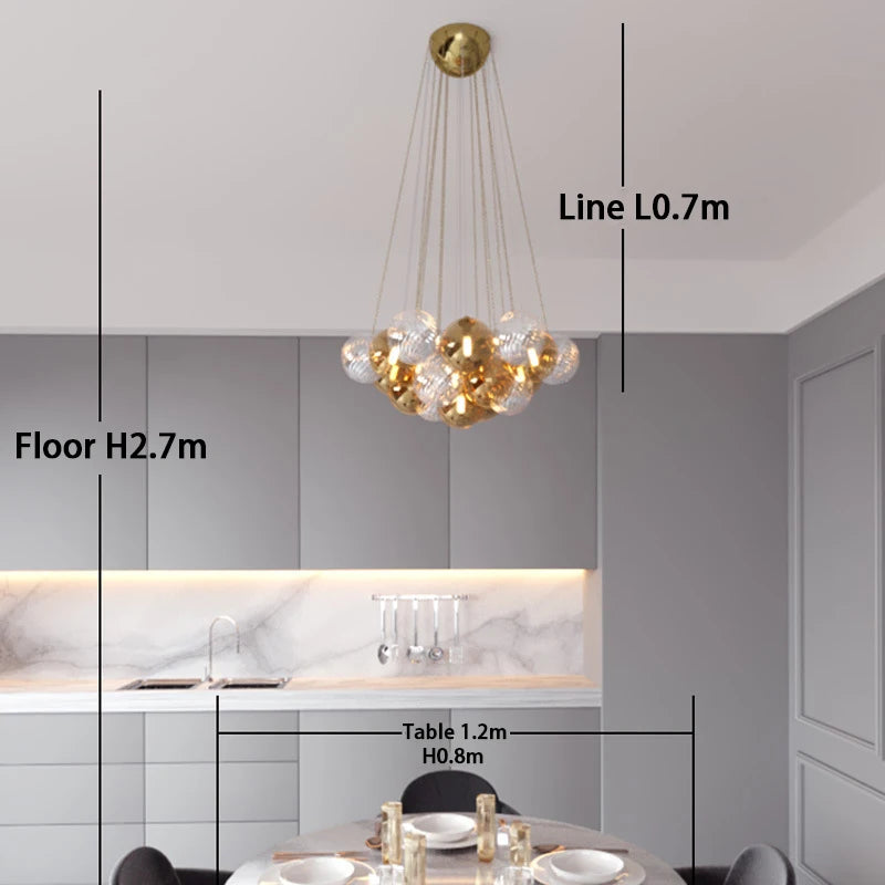 SANDYHA Lustre nordique 	 décoration de la maison Salon Luxe salle à manger ensembles rose mignon Lustre moderne Para Sala - vue 5 sur 14