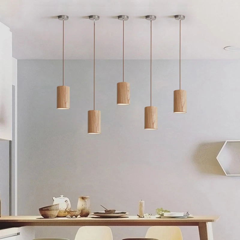lampe suspendue nordique en bois luminaire décoratif d'intérieur - vue 6 sur 10