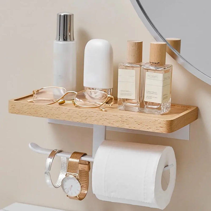 porte-mouchoirs en bois avec étagère pour salle de bain