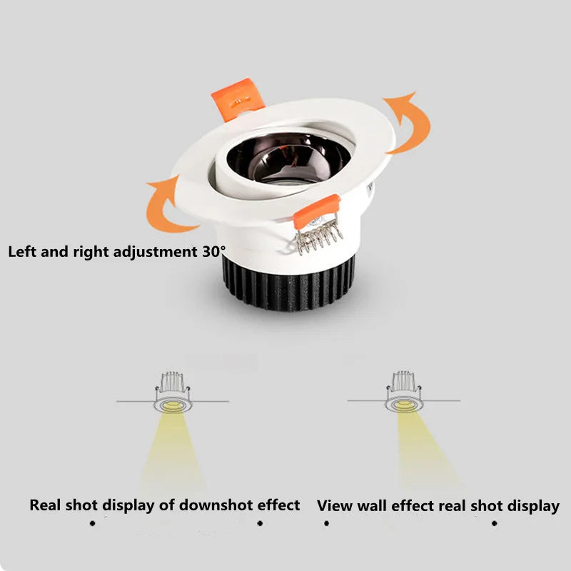 spot led encastrable antireflet avec intensité variable pour éclairage intérieur