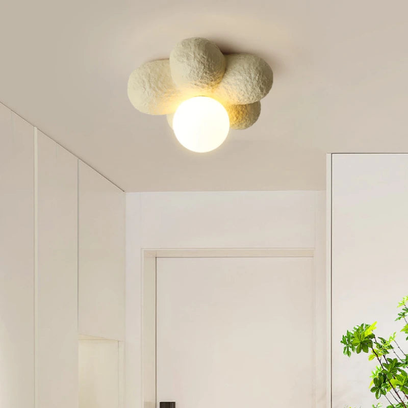 lampe de plafond style nordique français avec fleurs créatives - vue 4 sur 10