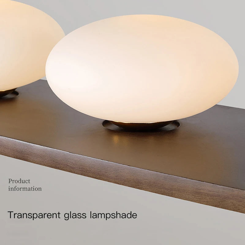 lustre en bois massif avec suspension en verre artistique pour intérieur - vue 6 sur 8