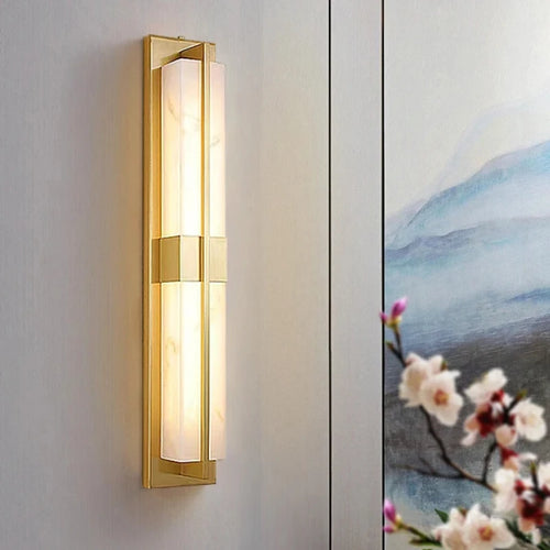 LED-Wandleuchte aus Kupfer mit spanischem Marmorstreifen - vue 5 sur 12