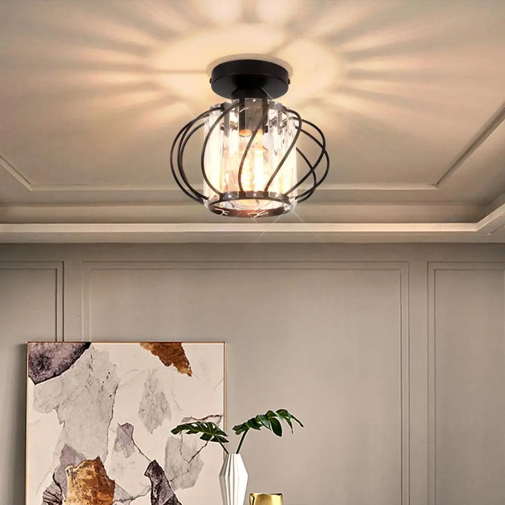 lampe de luxe en verre cristal lustre plafond industriel moderne - vue 3 sur 15