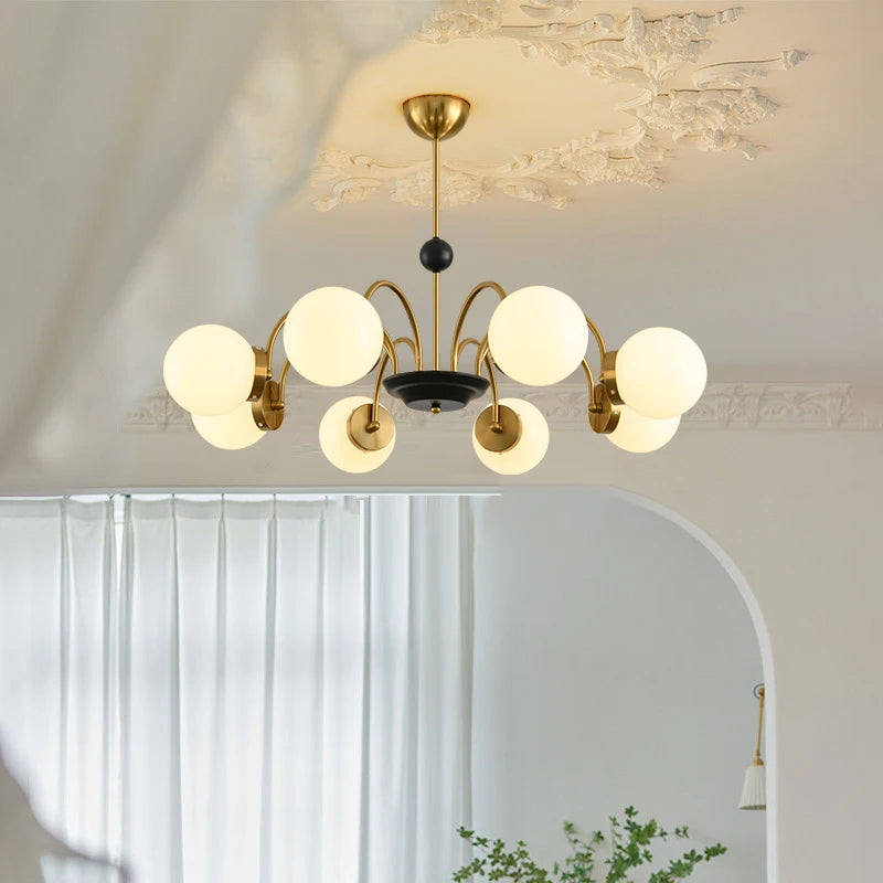Moderner Kronleuchter Bauhaus Magic Bean französischer Creme-Luxus - vue 5 sur 16
