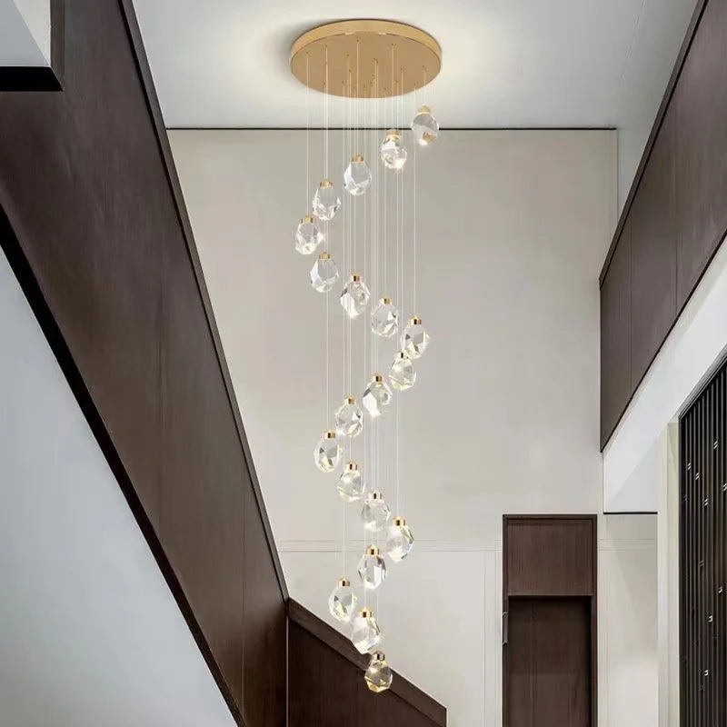 lustre en cristal led design en cuivre moderne et élégant - vue 4 sur 16