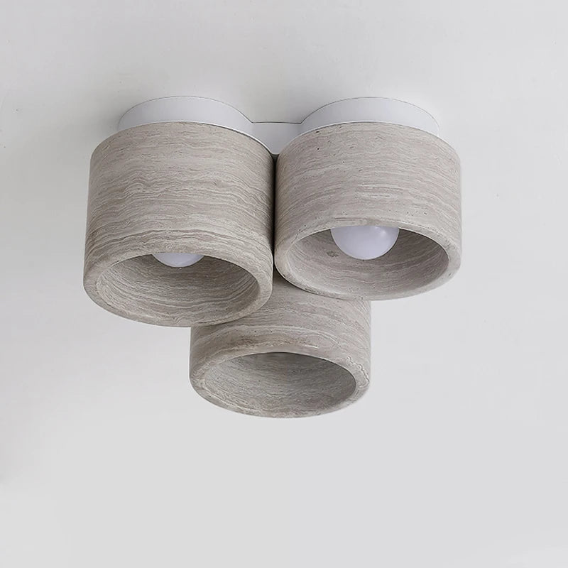 Plafonnier Led moderne en pierre de Grain de bois à 3 têtes Wabi Sabi - vue 5 sur 6