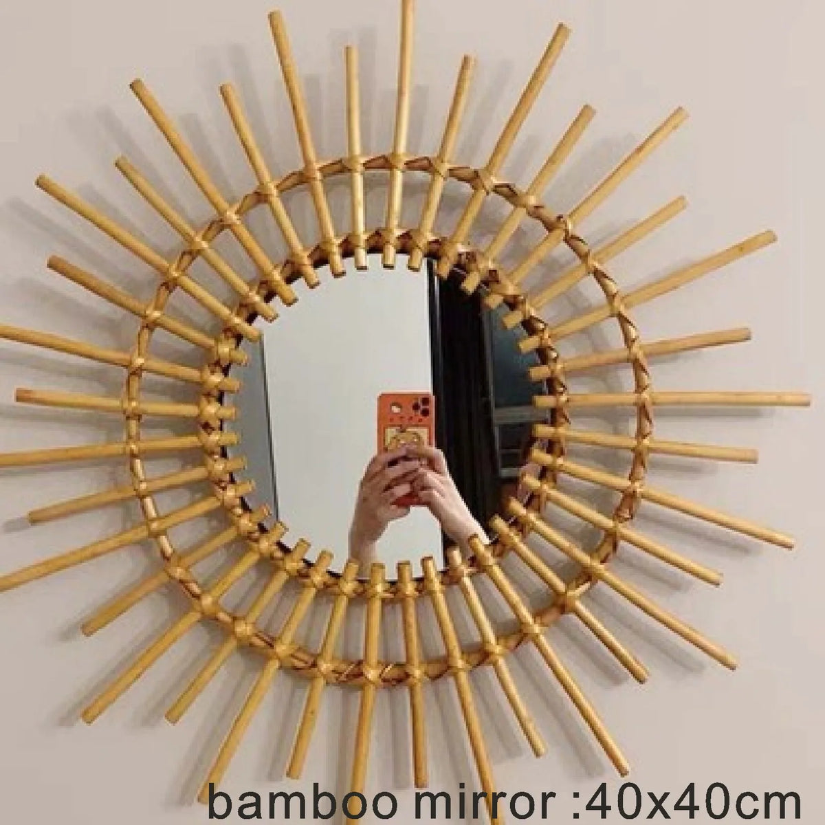 Nordic Style Straw Rattan Wall Decor, Round Rattan Mirror, Decoration Mirror