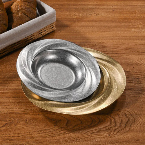 assiette creuse retro inox pour salade pates dessert