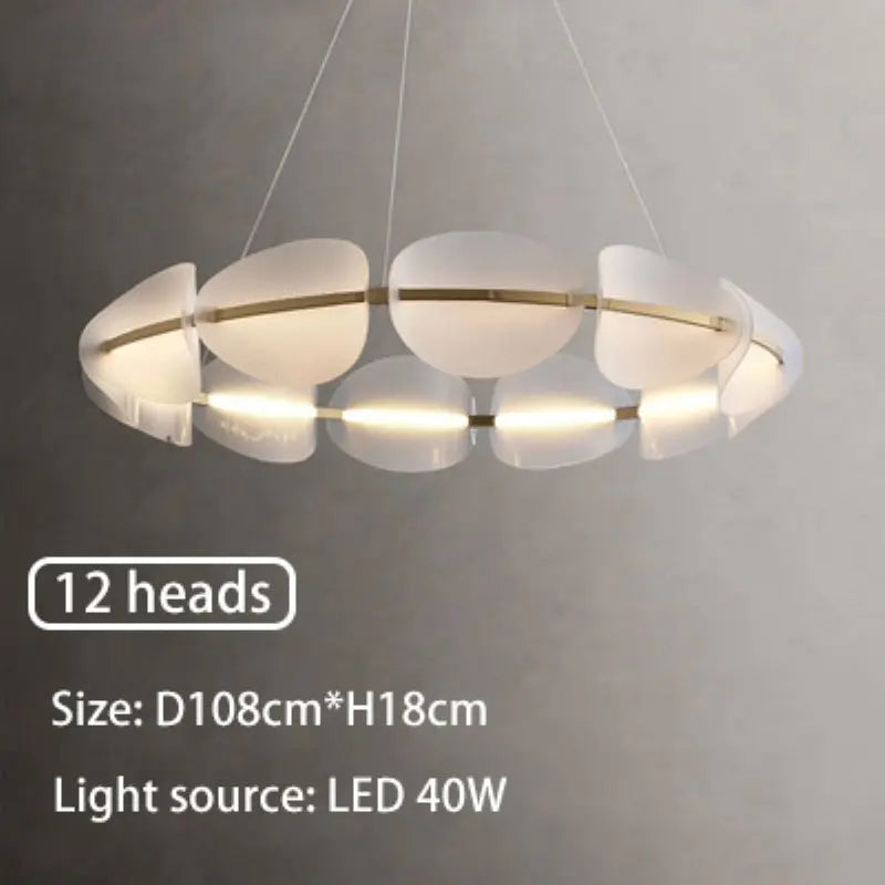 SANDYHA Moderne De Luxe Led Art Fer Suspension Lumière Créative Annulaire Pétale Lustre Chambre Étude Salon Salle À Manger Lampe Décorative - vue 7 sur 9