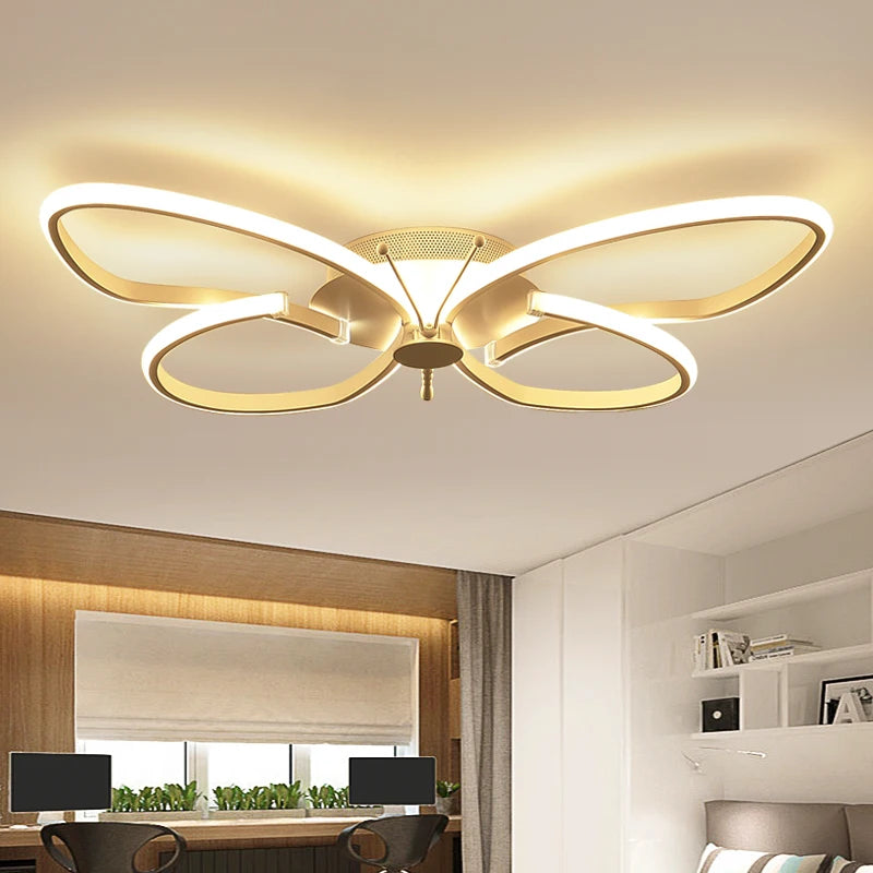 plafonnier led moderne papillon avec intensité variable décoratif - vue 5 sur 8