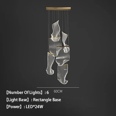 lustre en acrylique à led pour décoration intérieure élégante - vue 9 sur 14