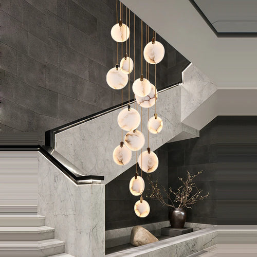 suspension led postmoderne en acier inoxydable et marbre