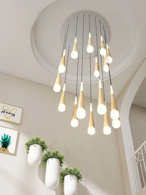 Moderne LED-Pendelleuchte für Duplex-Treppen im nordischen Stil - vue 4 sur 12