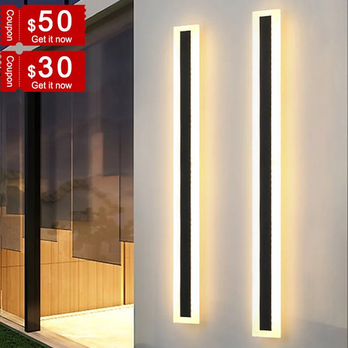 Porche lumière longue applique murale extérieure étanche moderne longue bande LED éclairage applique IP65 jardin applique 220V décoration