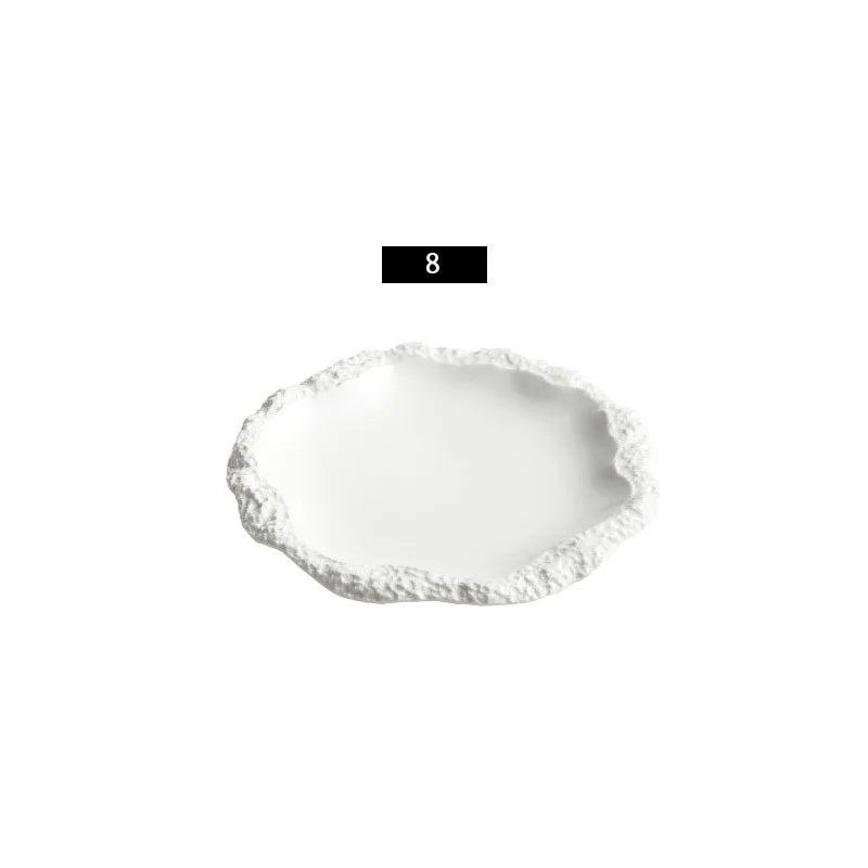 Plateau ceramique motif roche style western peu profond