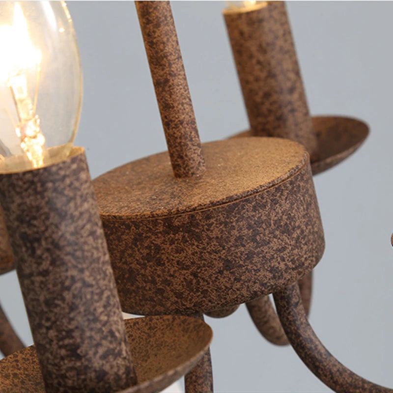 Lustre Vintage en bois massif pour salon - vue 5 sur 8