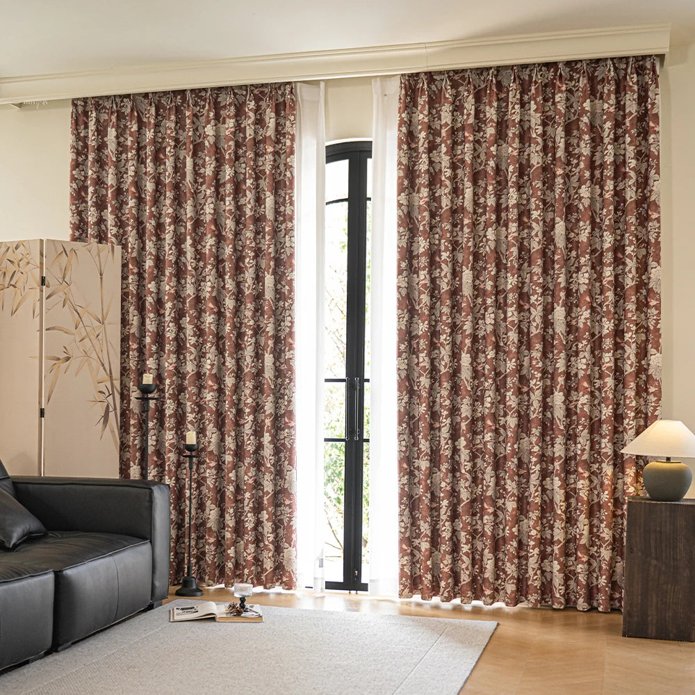 Rideau jacquard style rétro occultant pour chambre salon