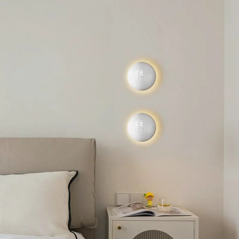 Applique murale led nordique ronde en métal décoration intérieure - vue 5 sur 12