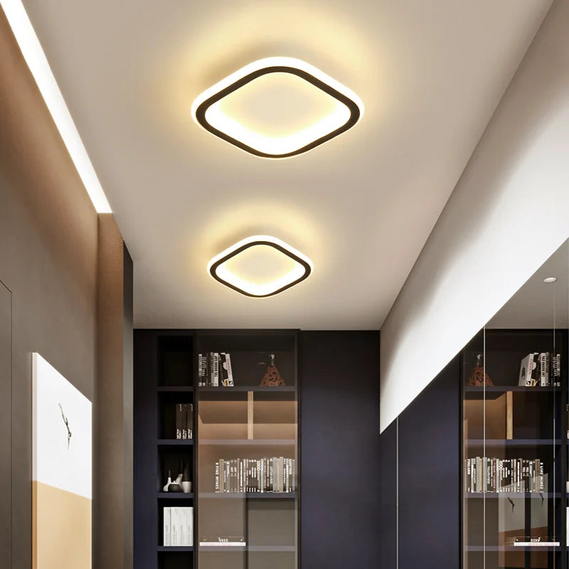 Lampe d'allée ronde Simple plafonnier à LED Dia 25cm monté plafonniers de cuisine créatifs plafonnier carré pour la maison intérieure - vue 5 sur 23