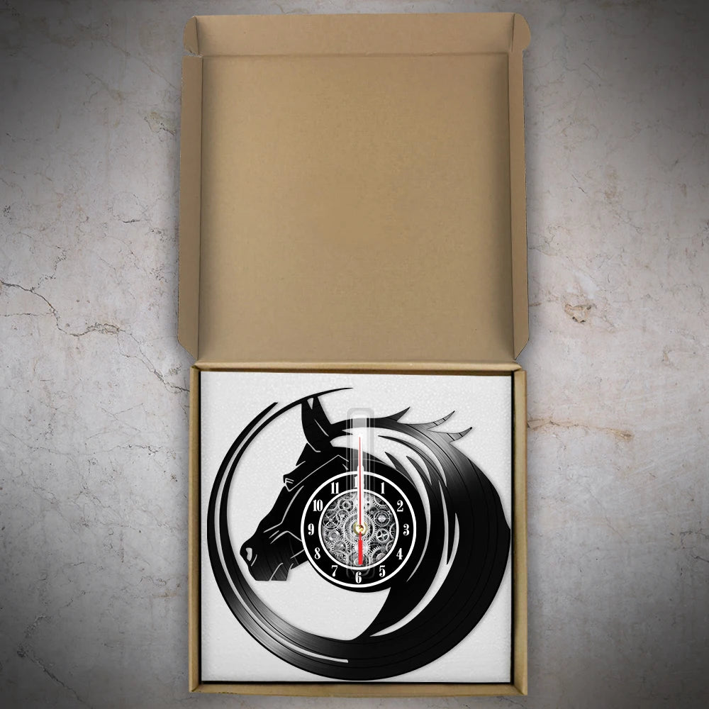 horloge murale vinyle cheval décoration équestre artisanale cadeau unique - vue 11 sur 22