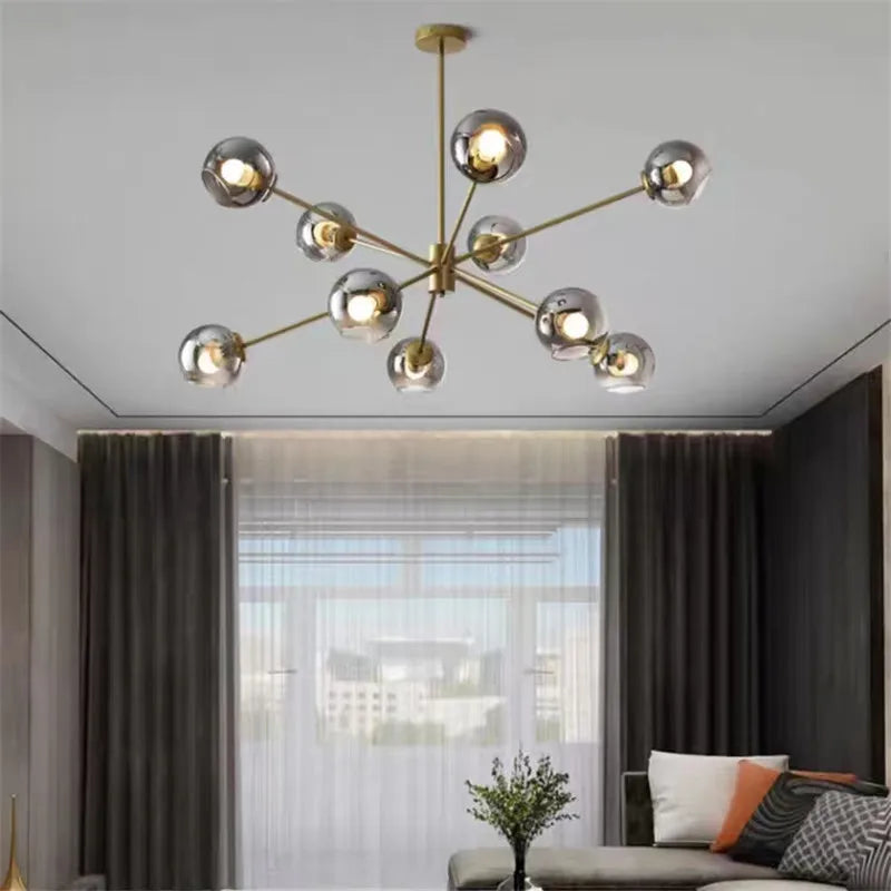 lustre industriel rétro en verre pour décoration intérieure - vue 5 sur 7