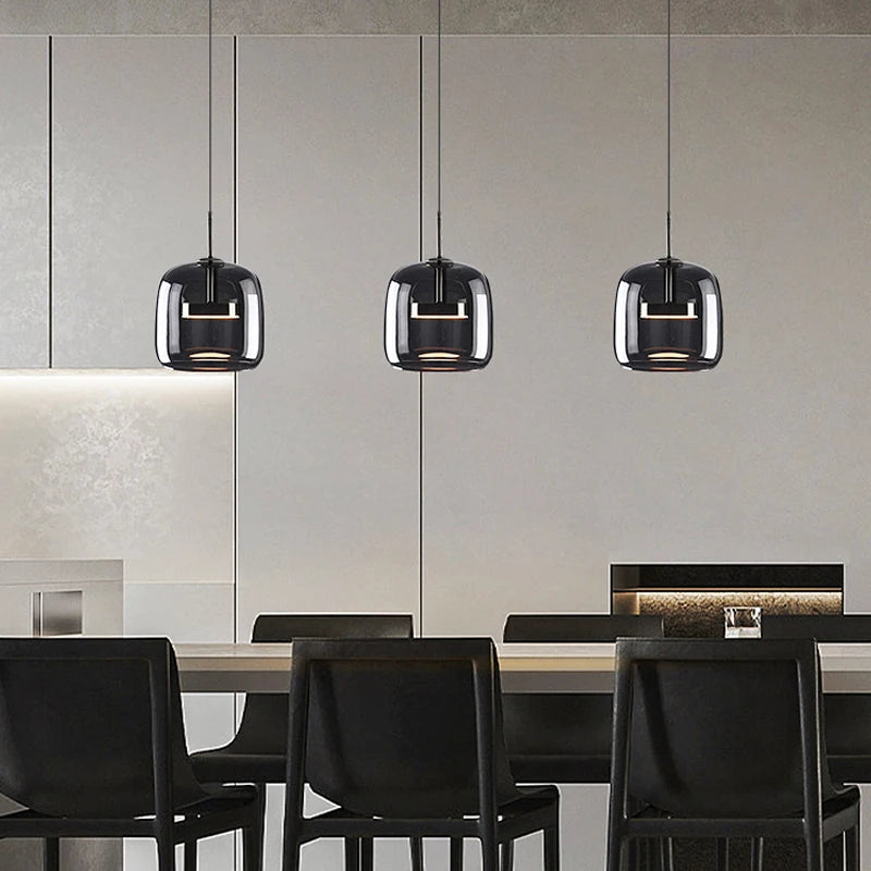 suspension moderne en verre noir pour décoration intérieure - vue 2 sur 9