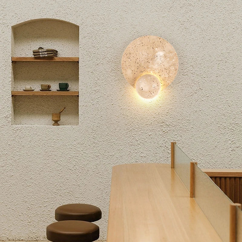 applique murale led ronde en pierre naturelle 3000k art déco - vue 5 sur 7