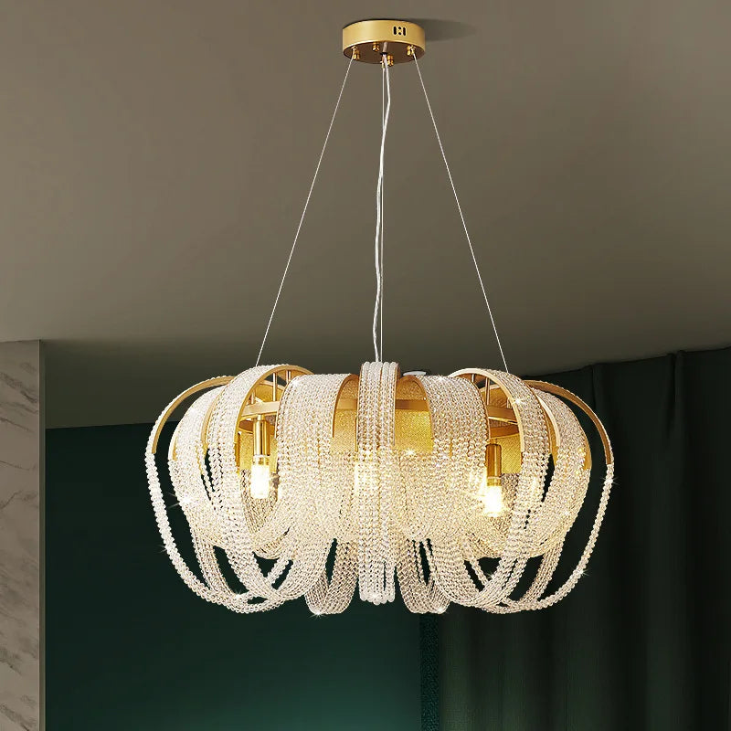 lustre en cristal de luxe pampilles modèle 	 pour hôtel