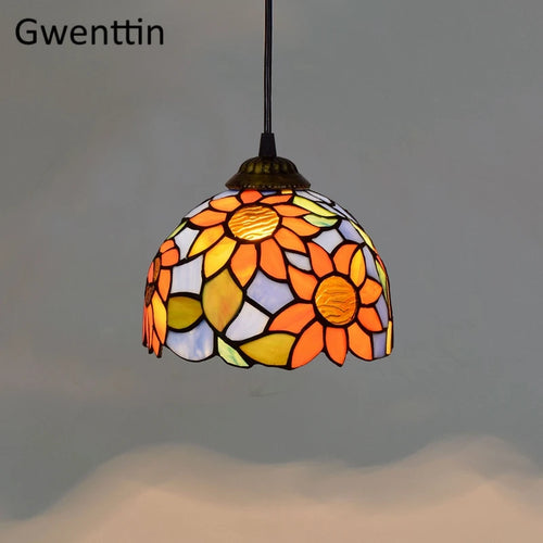 Pendelleuchte aus getöntem Glas im Tiffany-Stil für moderne Einrichtung - vue 11 sur 14