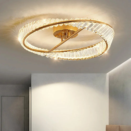 Moderner LED-Kronleuchter dimmbar mit Kristallringen - vue 4 sur 9