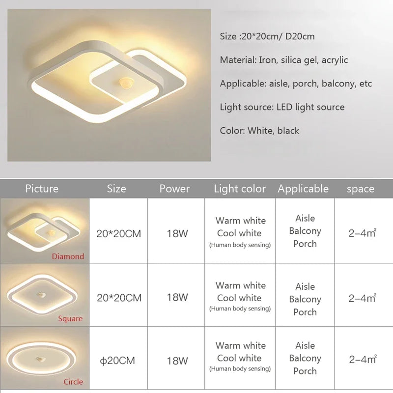 plafonnier led intelligent avec capteur humain et éclairage d'intérieur - vue 5 sur 12