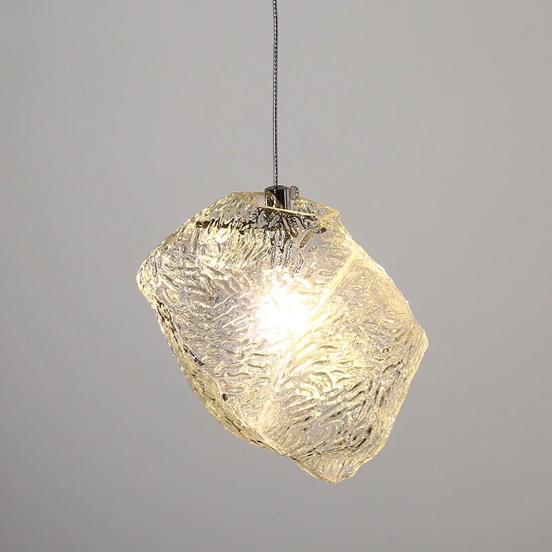 Suspension en verre style givré moderne - vue 2 sur 7