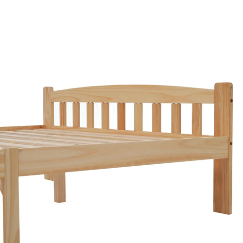 VSOGA 140/90 x 200 Cm, Solid Solid Wood Bed, Futon Bed, Double Bed, Solid Wood Natural Bed with Headboard and Slatted Frames, - vue 6 sur 7