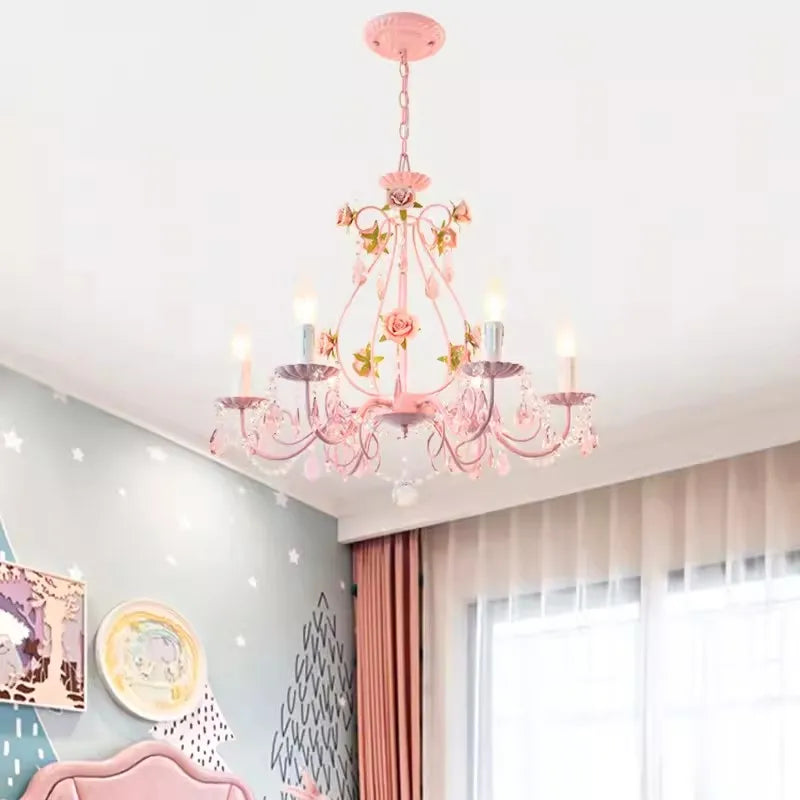 lustre en cristal bouquet floral style pastoral pour chambre d'enfant - vue 4 sur 7