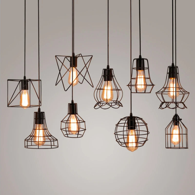 suspension industrielle vintage en fer pour restaurant bar loft - vue 2 sur 17