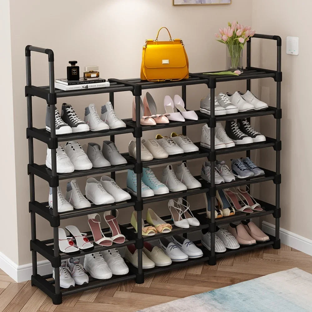 étagère à chaussures multicouche gain de place en métal - vue 4 sur 11